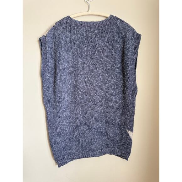 Vintage 90s Tuscony Sportwear Purple Linen Cotton Blend Sweater Vest Size Large - Picture 3 of 6